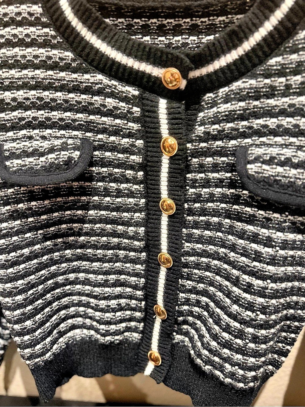 Women's Striped Cardigan Set in Black & White. Size small to medium